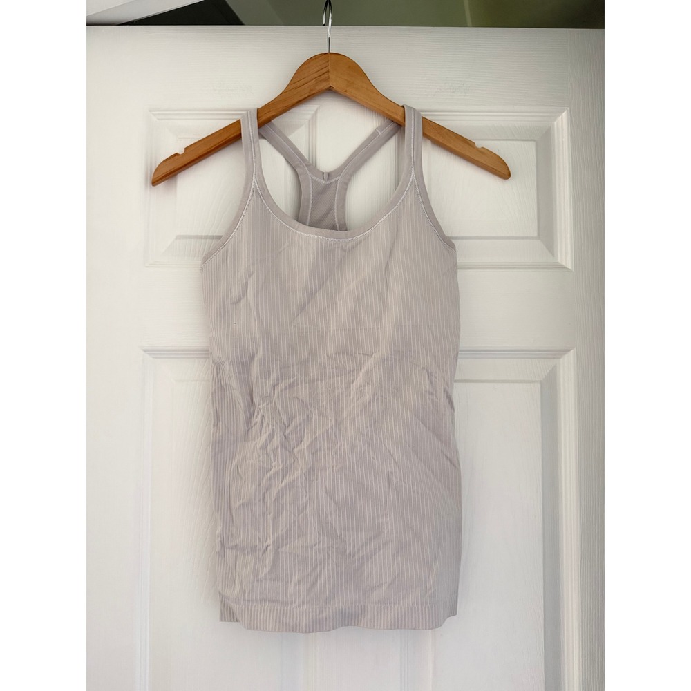 Lululemon Gray Racerback Tank Built in Bra Sports Athleisure